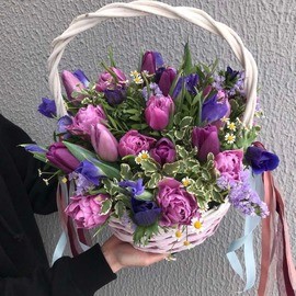 Basket with Spring Flowers