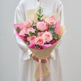 9 Roses 80 cm Peony Pink