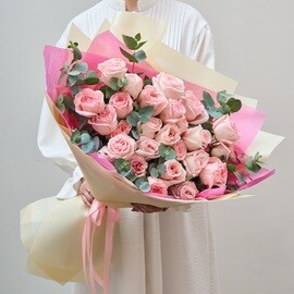 27 Роз 70 см Пионовидные Розовые