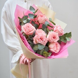 7 Peony Pink Roses 80 sm