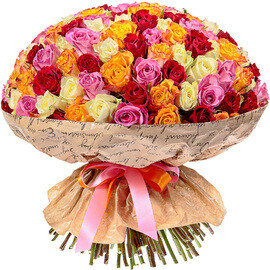 Охапка 151 Разноцветная Роза