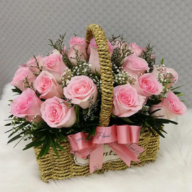 Pink Rose Basket