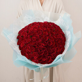 Букет "101 красная роза", роза Кения