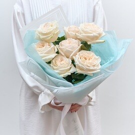 7 Roses 70 cm French White
