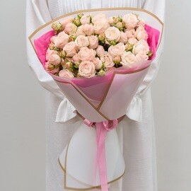 9 Роз 60 см Французские Кустовые Кремовые