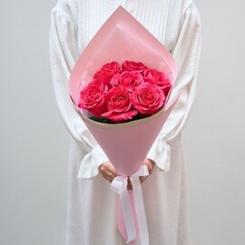 7 Роз 80 см Эквадорские Розовые