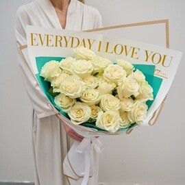 27 Roses 70 cm Ecuadorian White