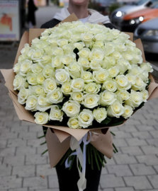 101 White Roses 70cm