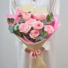 7 Роз 70 см Пионовидные Розовые