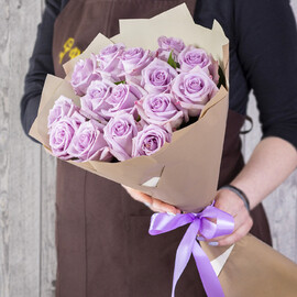 15 Роз 80 см Эквадорские Лиловые
