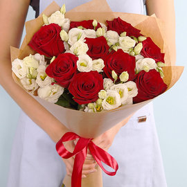 Red Roses and Eustoma