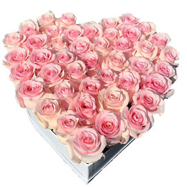 A Heart of 51 Pink Roses