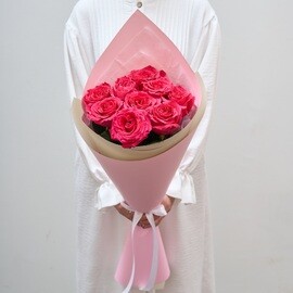 9 Роз 70 см Эквадорские Розовые