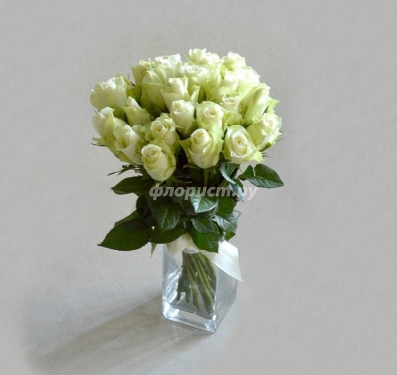 Белые Розы 25шт (40см), стандартный