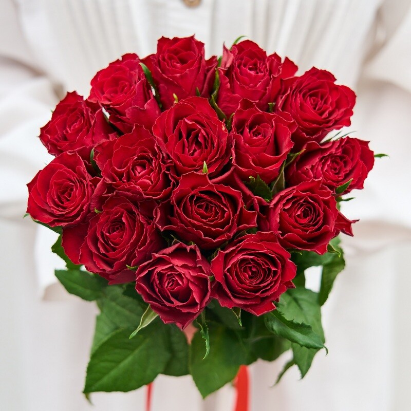 15 Кенийских Красных Роз 40 см, 15 роз