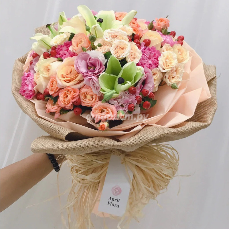 Delicate Bouquet of Lilies and Roses, standard