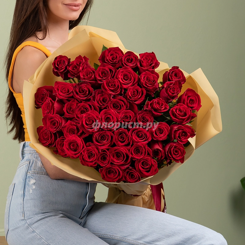 Красные Розы 80 см, 51 роза