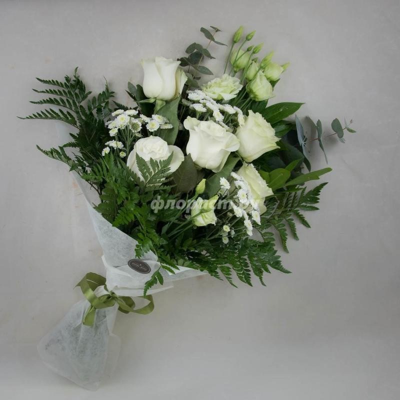 Bouquet of White Roses and Eustoma, standard