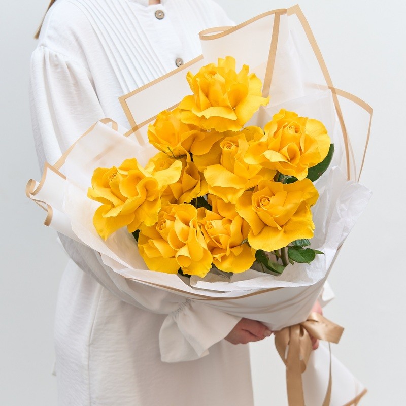 9 Роз 60 см Эквадорские Жёлтые, 9 роз