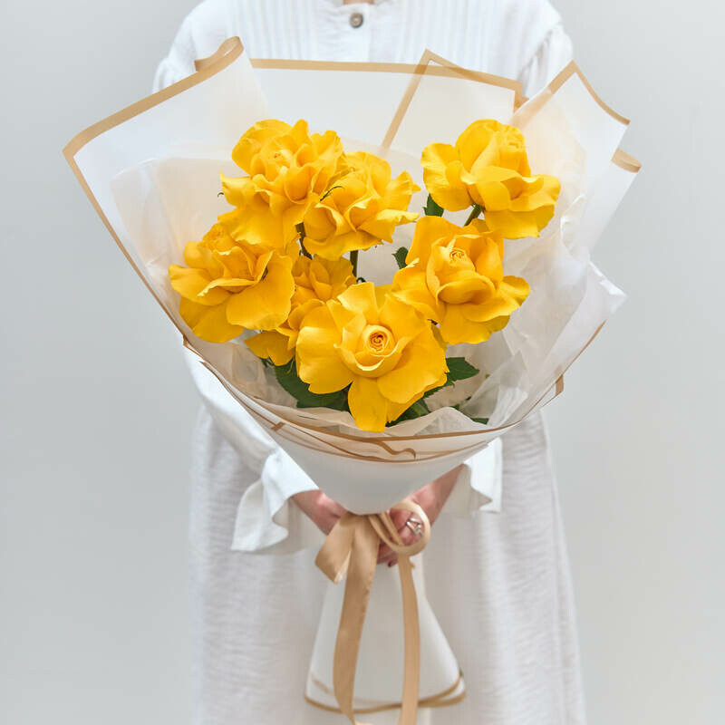 7 Роз 80 см Эквадорские Жёлтые, 7 роз