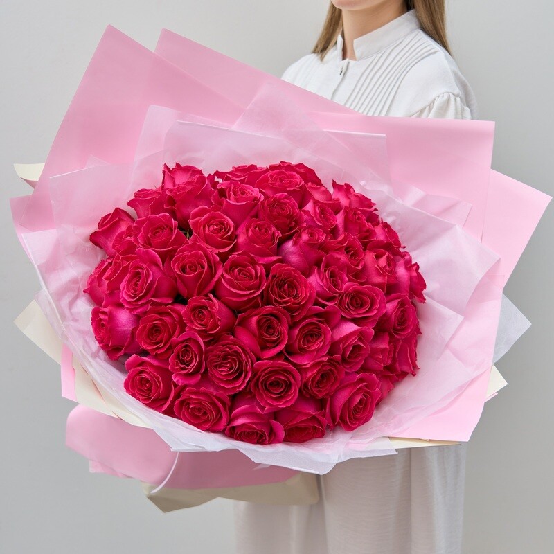 51 Ecuadorian Pink Roses 60 cm, 51 stems