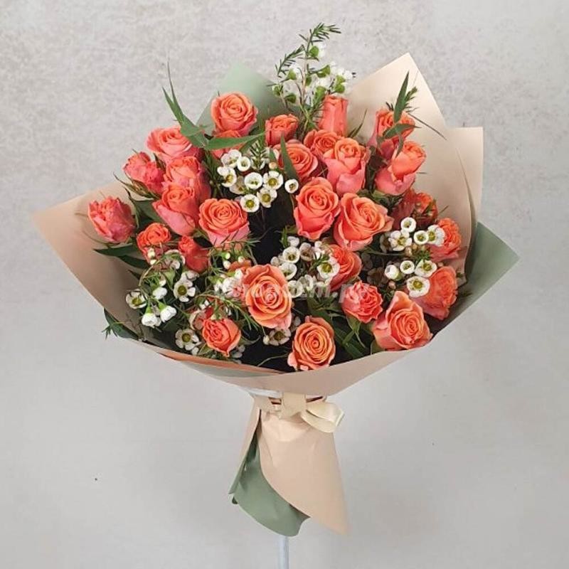 Orange Shrub Roses and Waxflower, standard