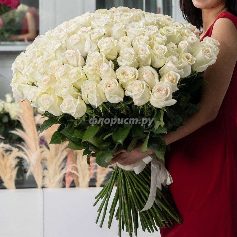 Bouquet of 101 white roses., standard