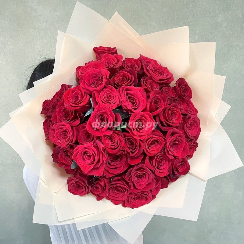 51 Flame Red Roses, deluxe