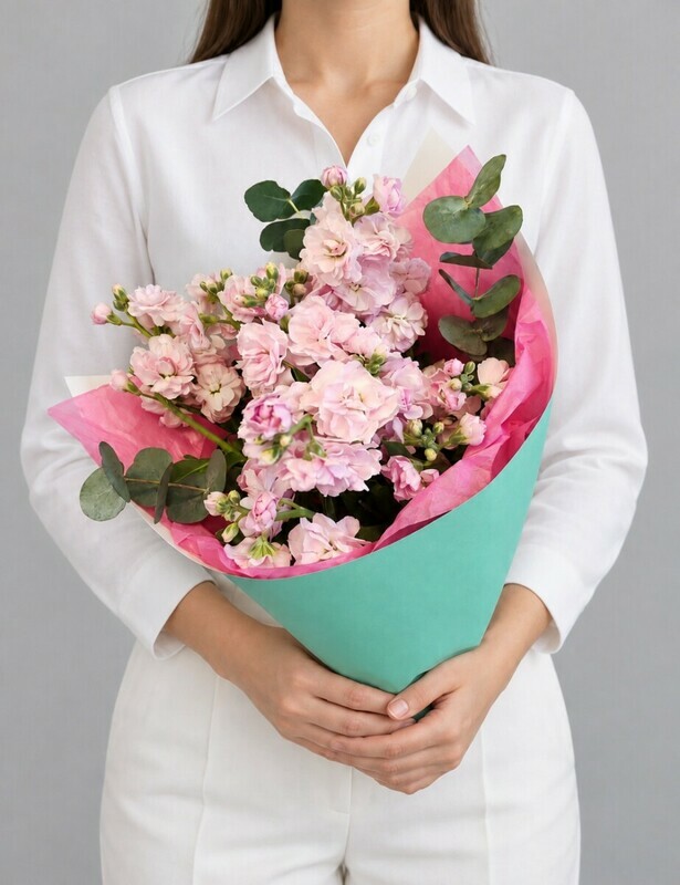 Monobucket of 9 pink mattioles, standart