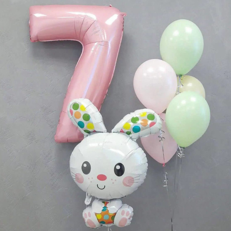 Balloons with a number and a bunny, standart