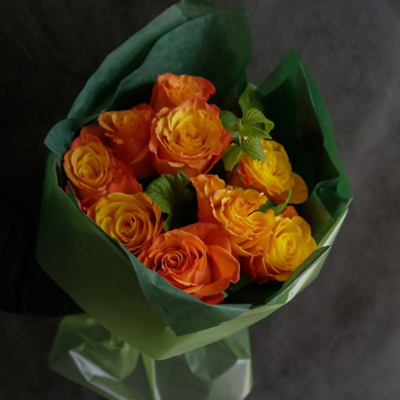 Монобукет оранжевых роз, стандартный