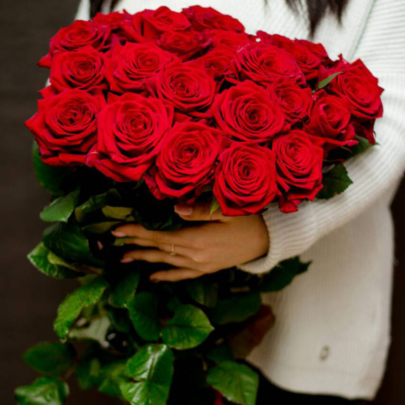 21 роза 60 см красная, стандартный