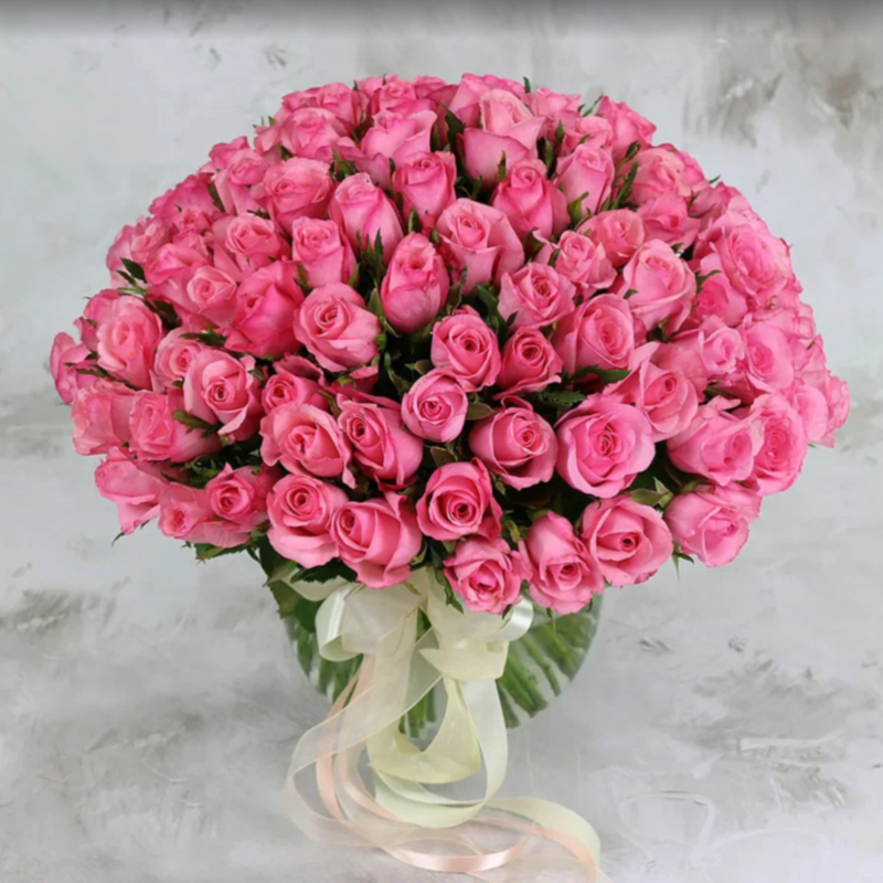 Букет из 101 розовой розы (40 см), стандартный