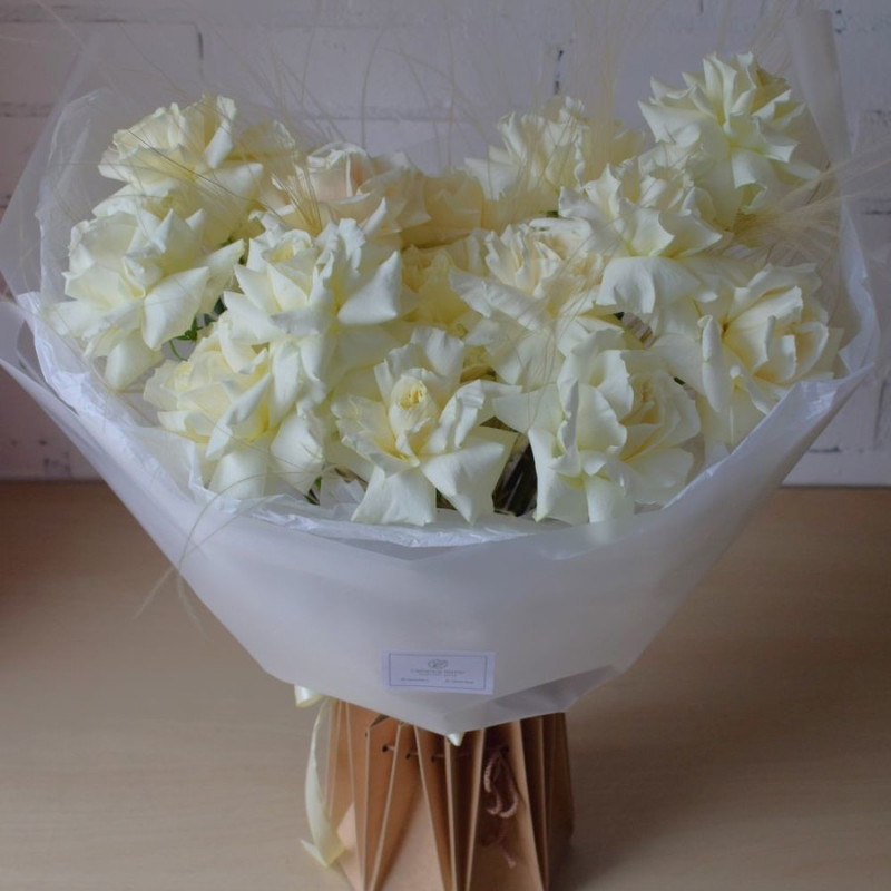 Lush mono of white French roses, standart