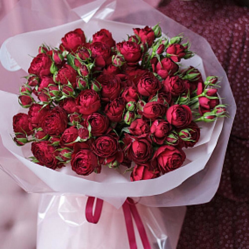 Premium красные пионовидные кустовые розы, стандартный