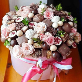 Box with chocolate and roses