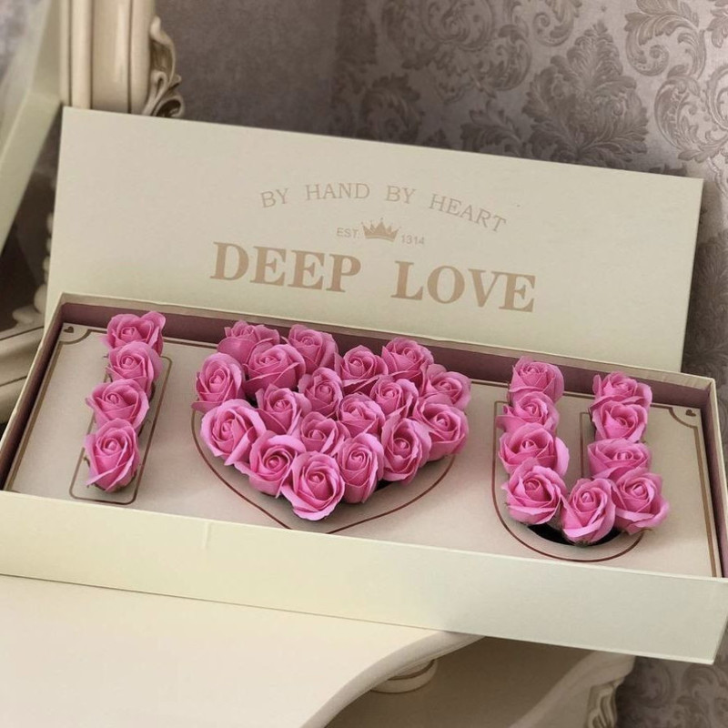 Подарок любимой девушке мыльные розы в коробке сюрприз на 14 февраля, стандартный