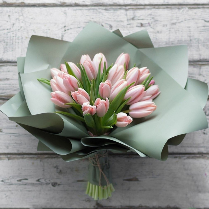 Bouquet of 25 pink tulips, standart
