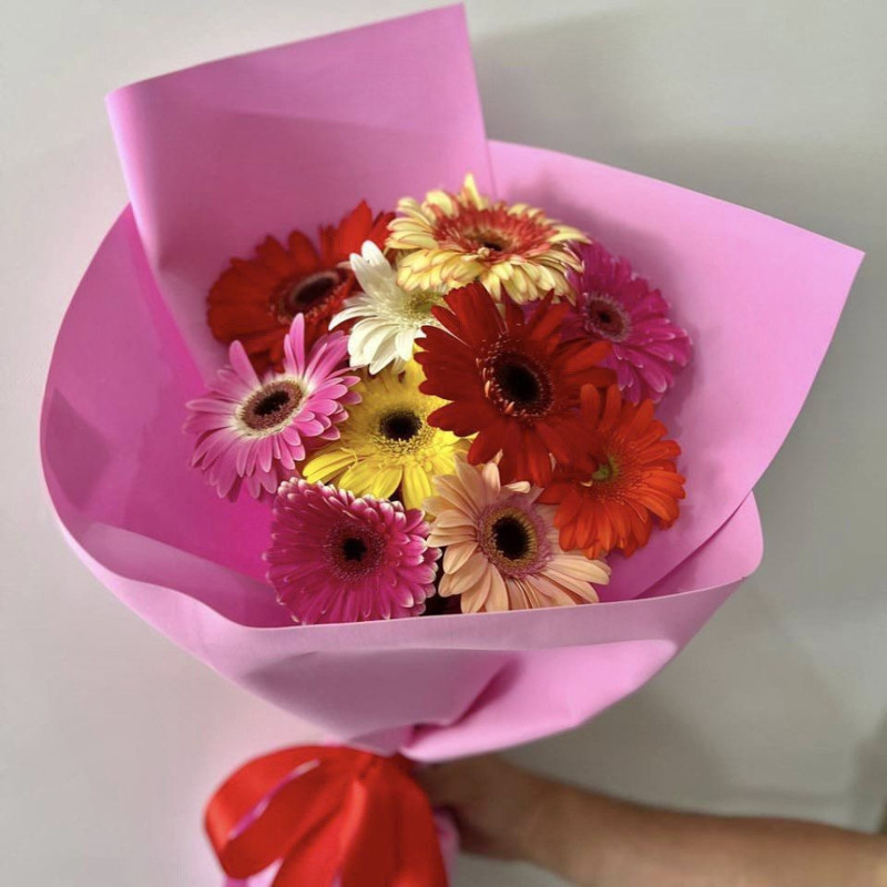 Bouquet for mom from colorful gerberas, standart