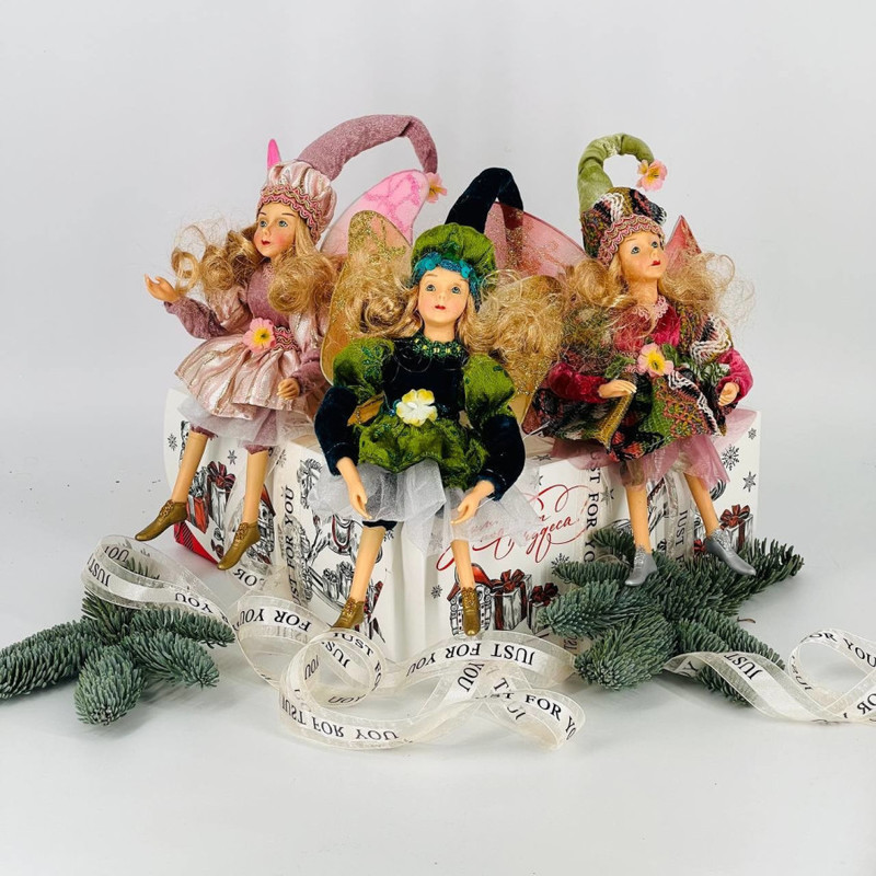 Set of New Year's interior elf dolls, standart