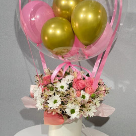 Bouquet of flowers with bubbles