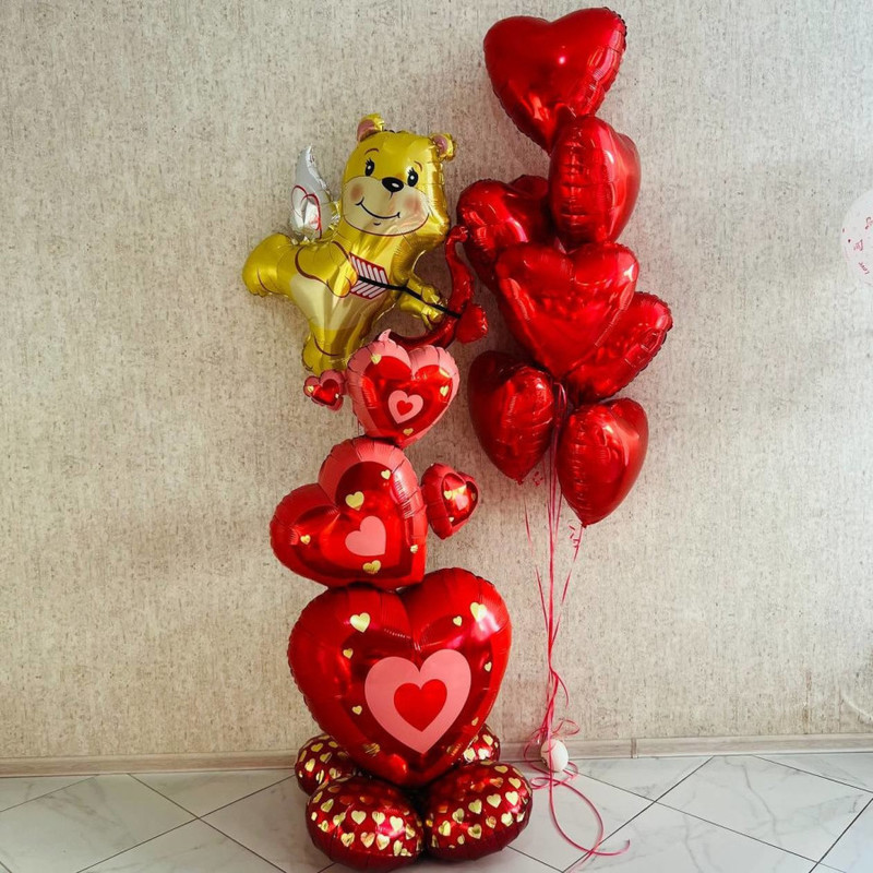 Large composition of balloons for Valentine's Day, standart