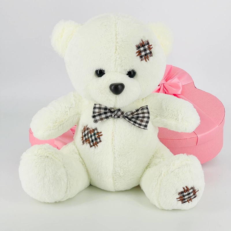 Soft toy white bear cub handmade, standart