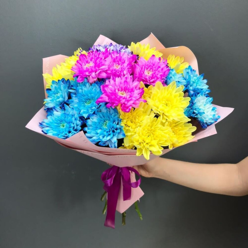 Bouquet of 7 bright chrysanthemums, standart