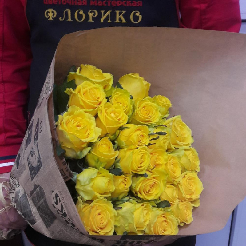 Bouquet of 25 yellow roses, standart