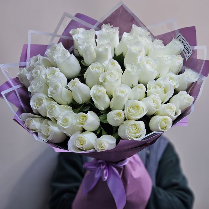 bouquet 51 white roses, standart