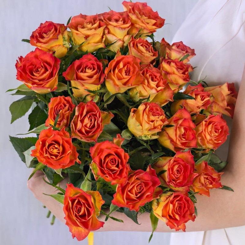 25 роз Кения оранжевые, стандартный