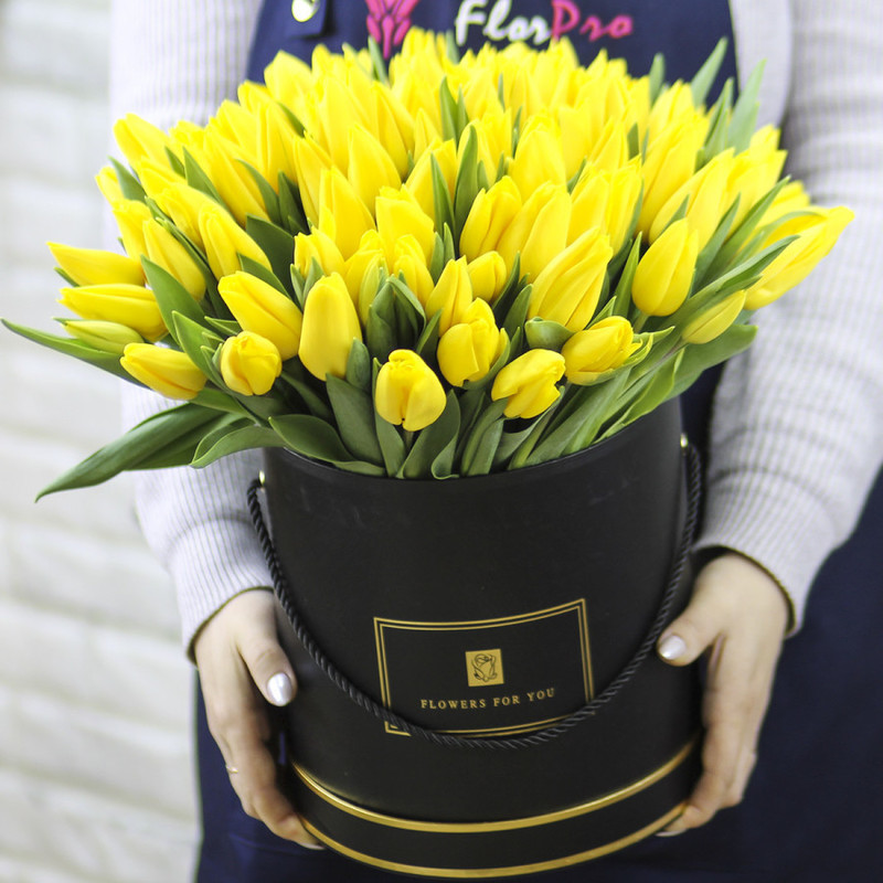 Bouquet "101 yellow tulips in a box", standart