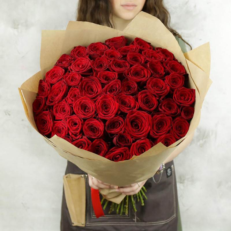 51 red roses in craft, standart