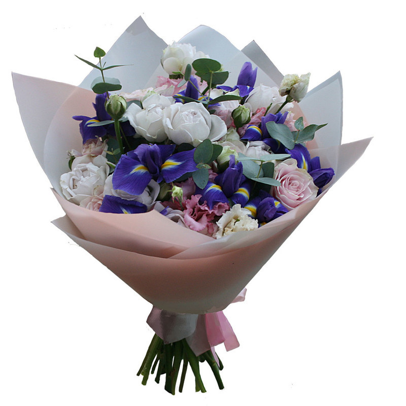 Bouquet with irises and roses, standart